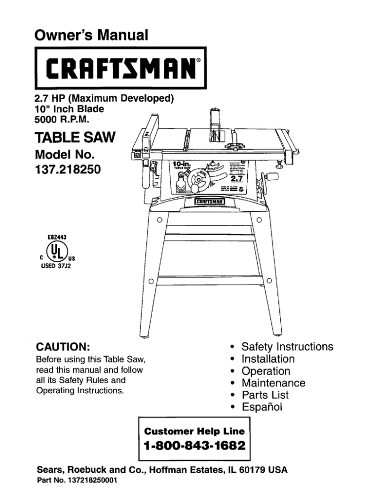 Craftsman 137.218250, 137.21825 User manual | Manualzz