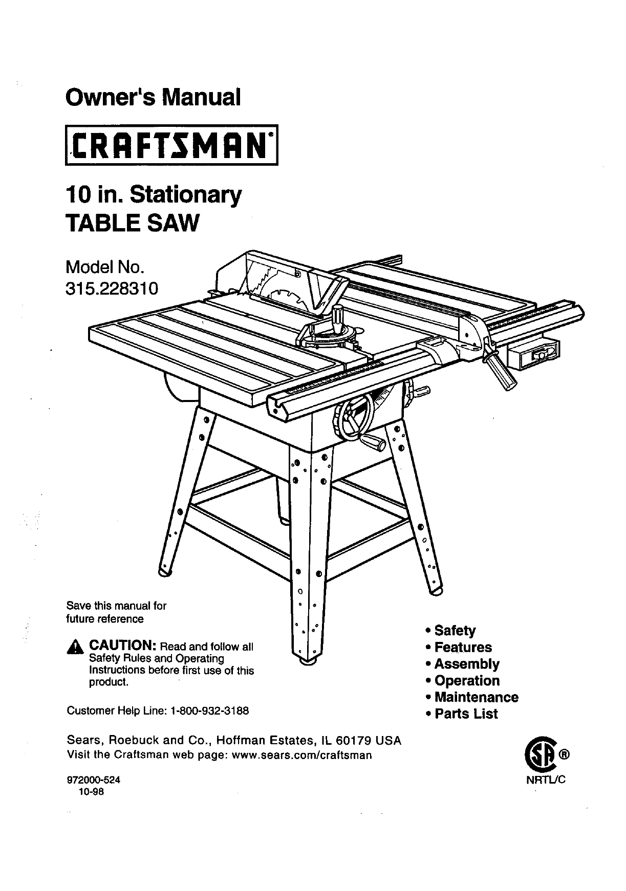 Sears Craftsman Table Saw 5/8"12 Arbor Blade Nut 1 1/16" Hex Power