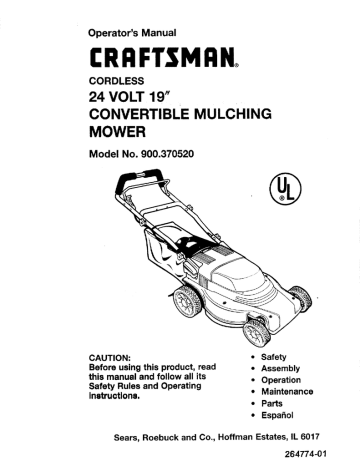 Craftsman 900.370520 Lawn Mower User Manual | Manualzz