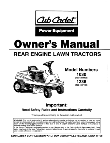 Details about   Cub Cadet 1440 1641 Tractor Operator Maintenance Manual Mower 