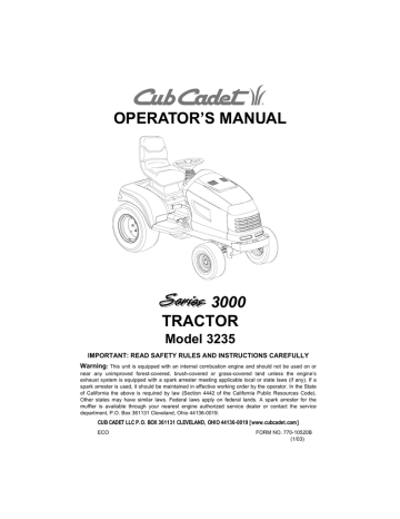 Cub Cadet GT 3204 Operator's Manual | Manualzz