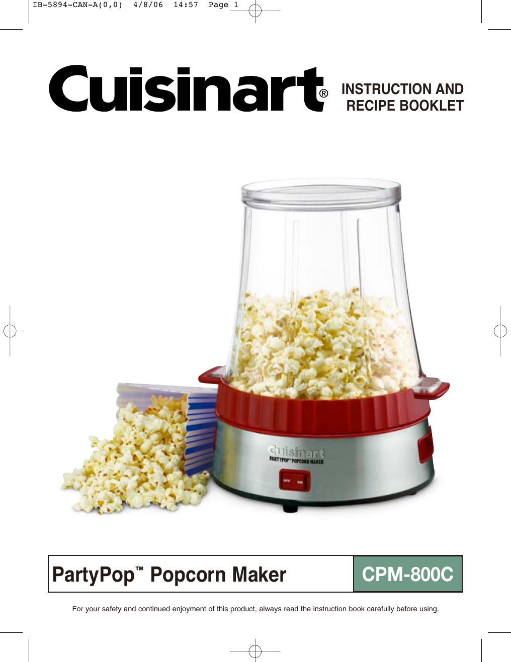 Cuisinart CPM800C Popcorn Poppers User Manual Manualzz