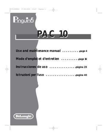 DeLonghi Pac 1000, PINGUINO PAC 10 Manual de usuario | Manualzz