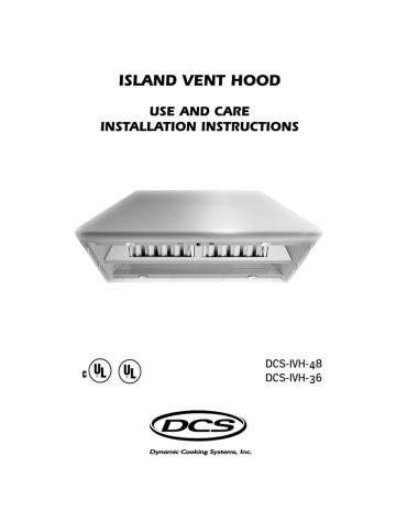 DCS -IVH-48 Ventilation Hood Installation guide | Manualzz