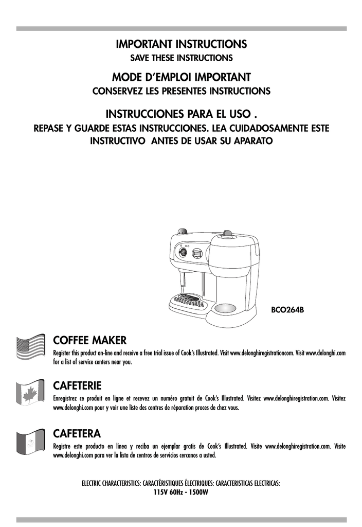 Delonghi Espresso Maker Manual