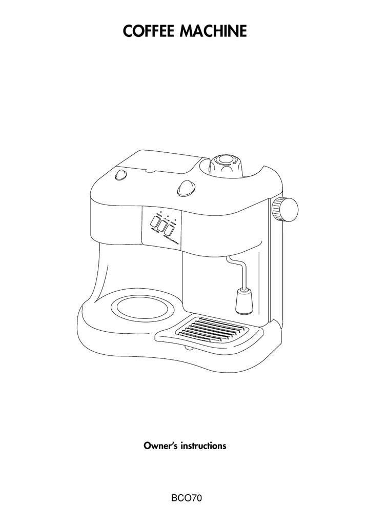 DeLonghi BCO70 Coffeemaker User Manual 