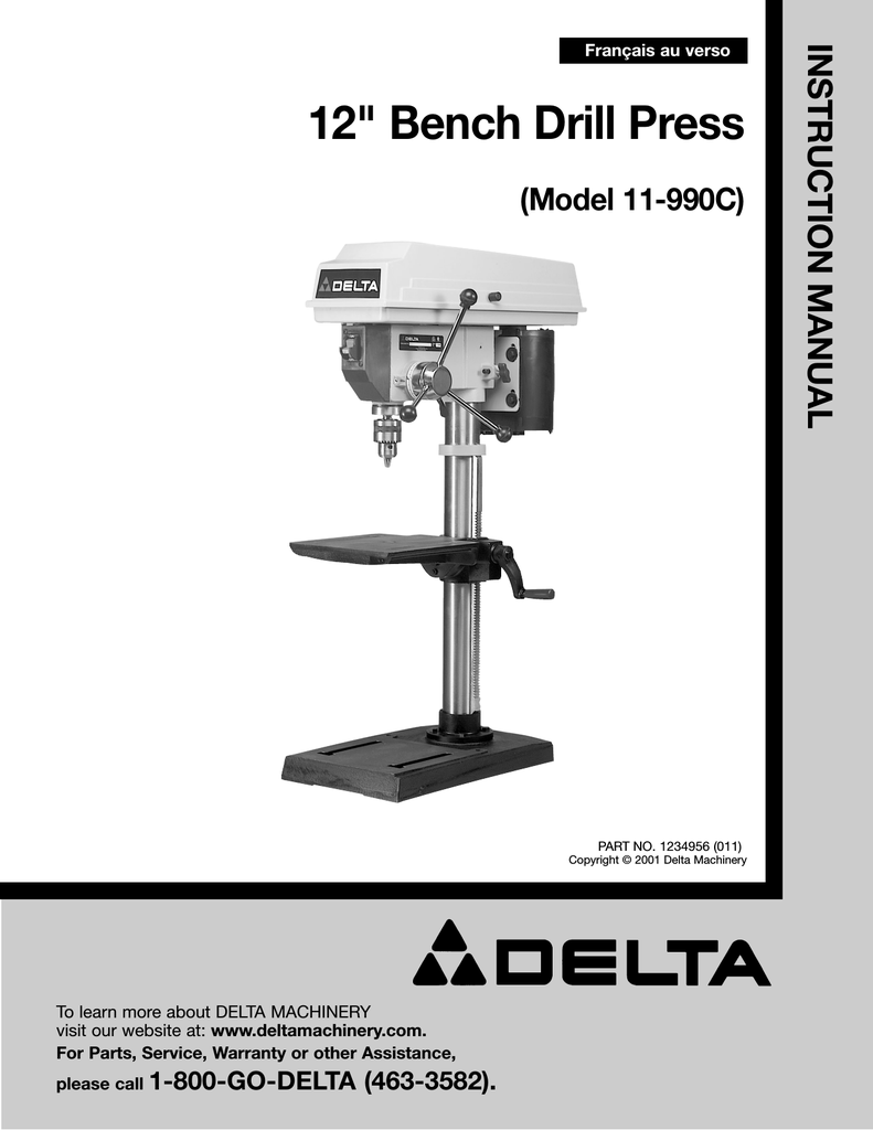 Delta  10/" Drill Press Instruction Manual # DP200