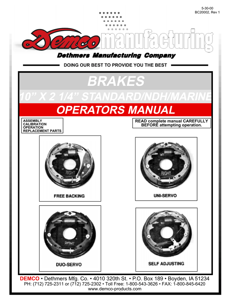 Demco BC20002 Automobile Parts User Manual Manualzz