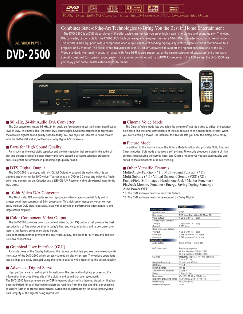Denon Dvd 2500 Dvd Player User Manual Manualzz