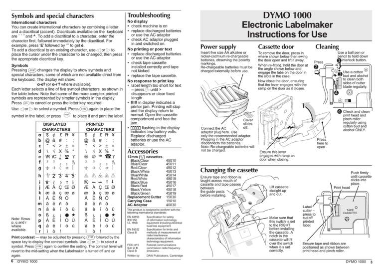 Dymo 1000 Printer User Manual Manualzz