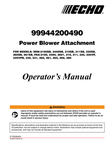 Echo 210 Blower Operator`s manual | Manualzz