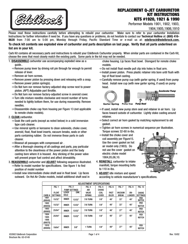 Edelbrock 1901 Automobile Parts User Manual | Manualzz