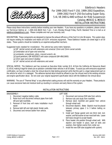 Edelbrock 651107 Automobile Parts User Manual | Manualzz