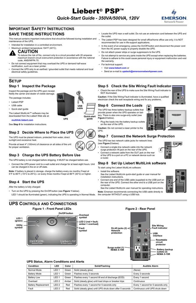 Emerson 120v 500va 350va User Manual Manualzz