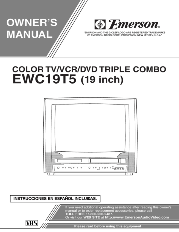 Emerson Ewc19t5 Tv Vcr Combo User Manual Manualzz