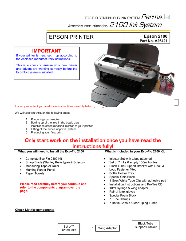 Epson 2100 Printer User Manual | Manualzz