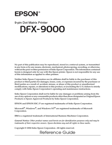 Epson DFX-9000 Printer Operating And Maintenance Instructions | Manualzz
