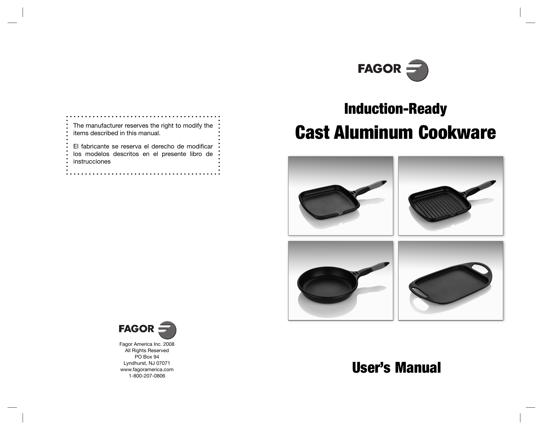 Fagor Cast Aluminum Cookware User manual Manualzz