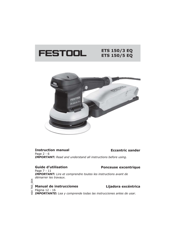 Festool Ets 150 3 Eq Sander User Manual Manualzz