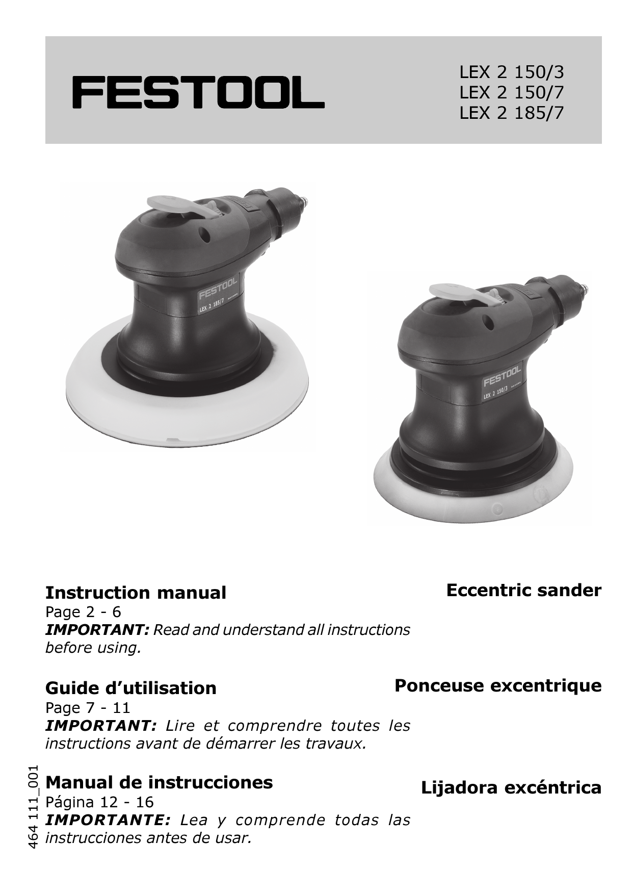 Festool Lex 2 150 3 Sander User Manual Manualzz