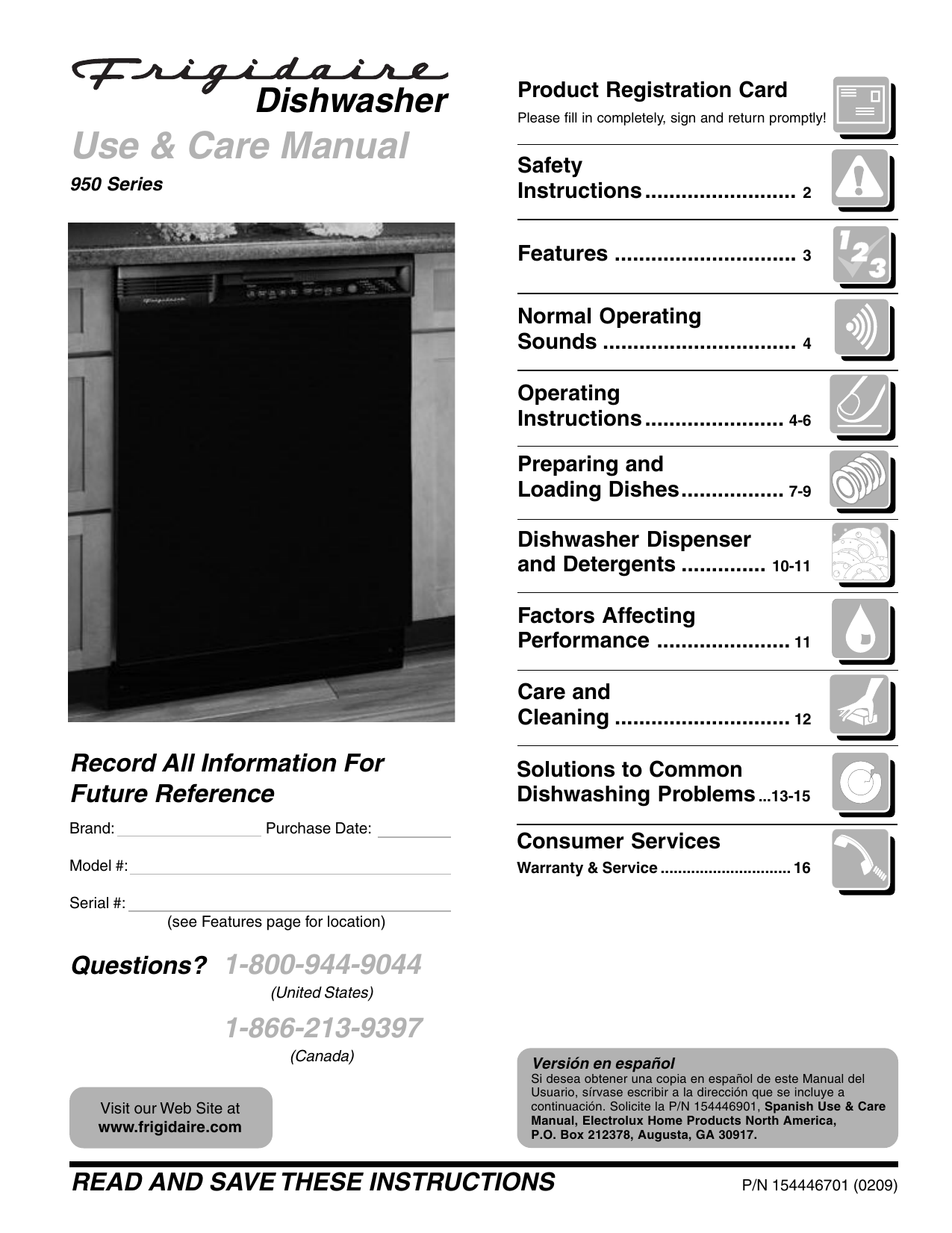 frigidaire electrolux professional series dishwasher manual