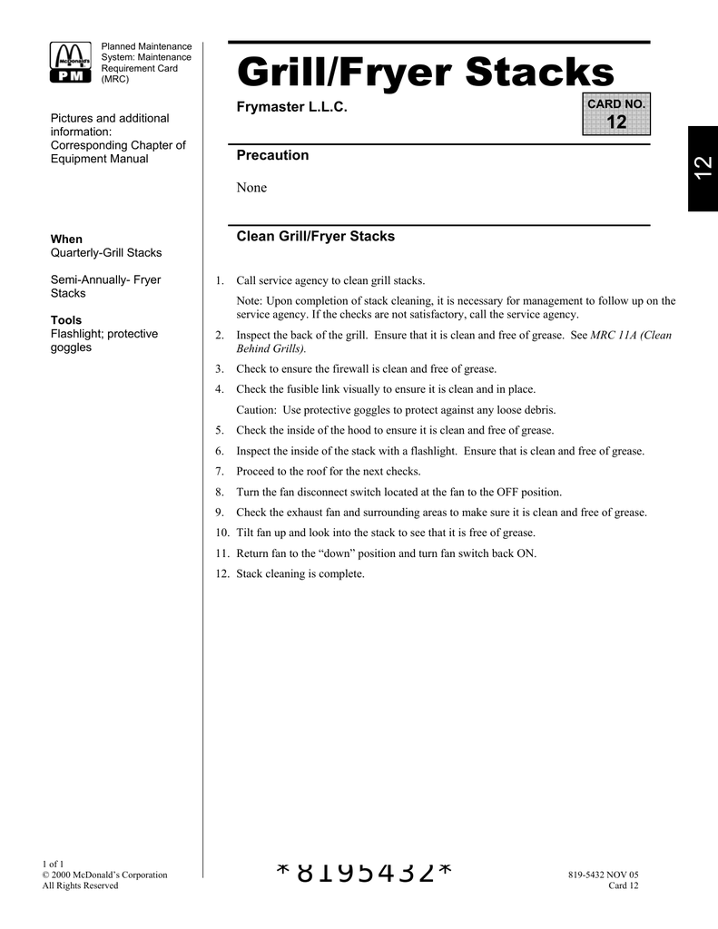 Frymaster 8195432 Fryer User Manual
