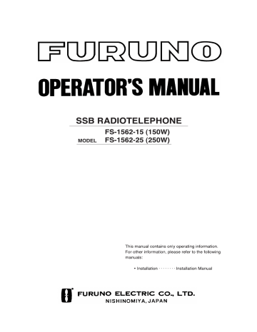 Furuno Fs 1562 15 Fs 1562 25 User Manual Manualzz