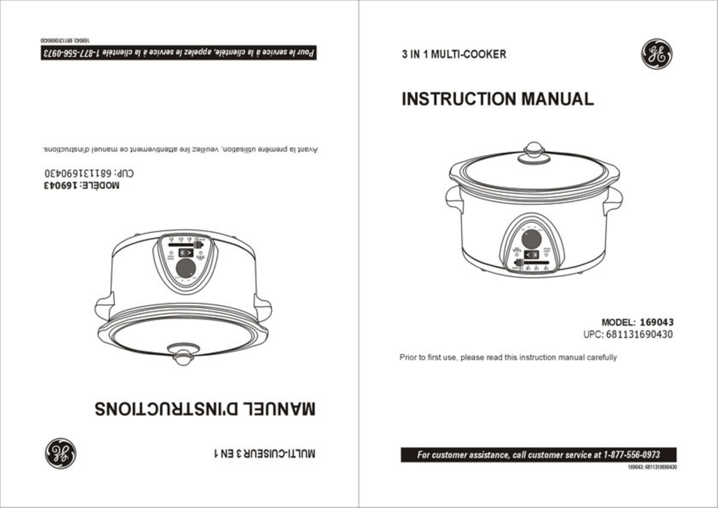 GE 169043 Slow Cooker User Manual | Manualzz