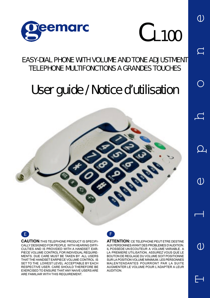 Geemarc CL100 Telephone User Manual | Manualzz