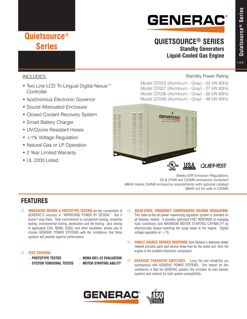 Generac Qt02724anax Portable Generator User Manual Manualzz