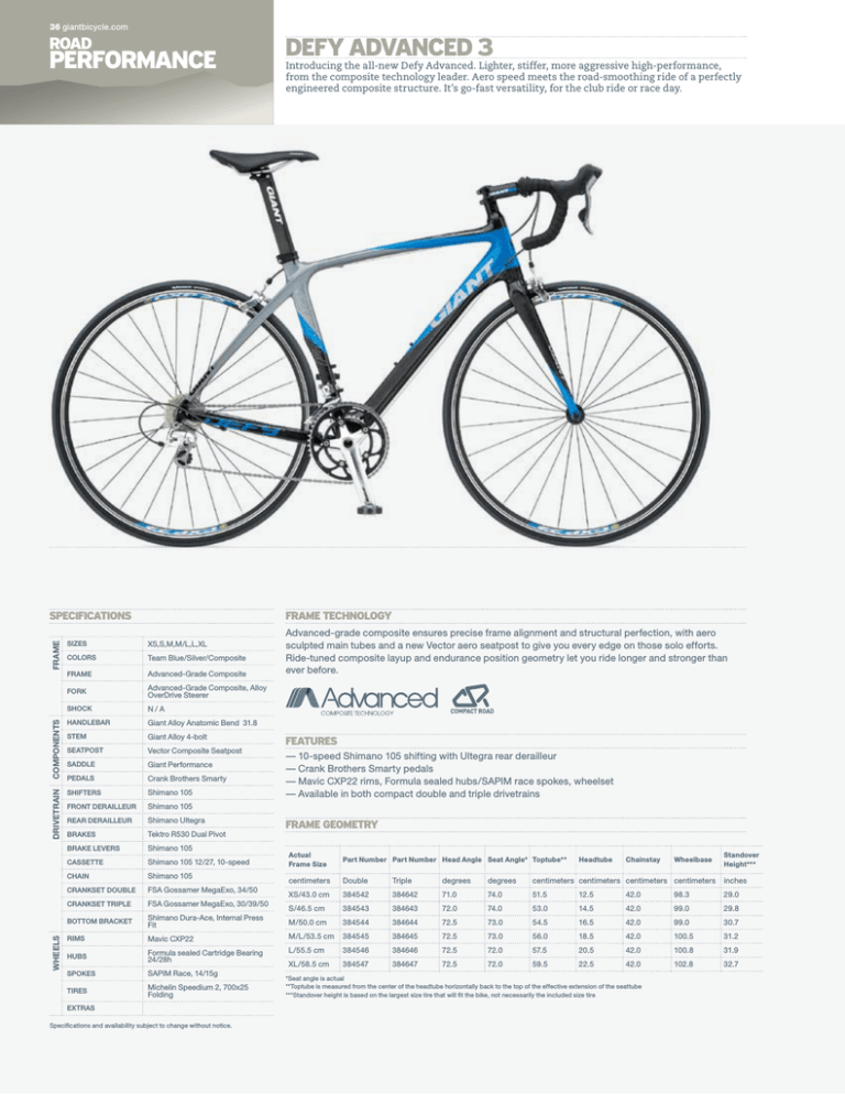 Giant Defy Advanced 3 Bicycle User Manual Manualzz