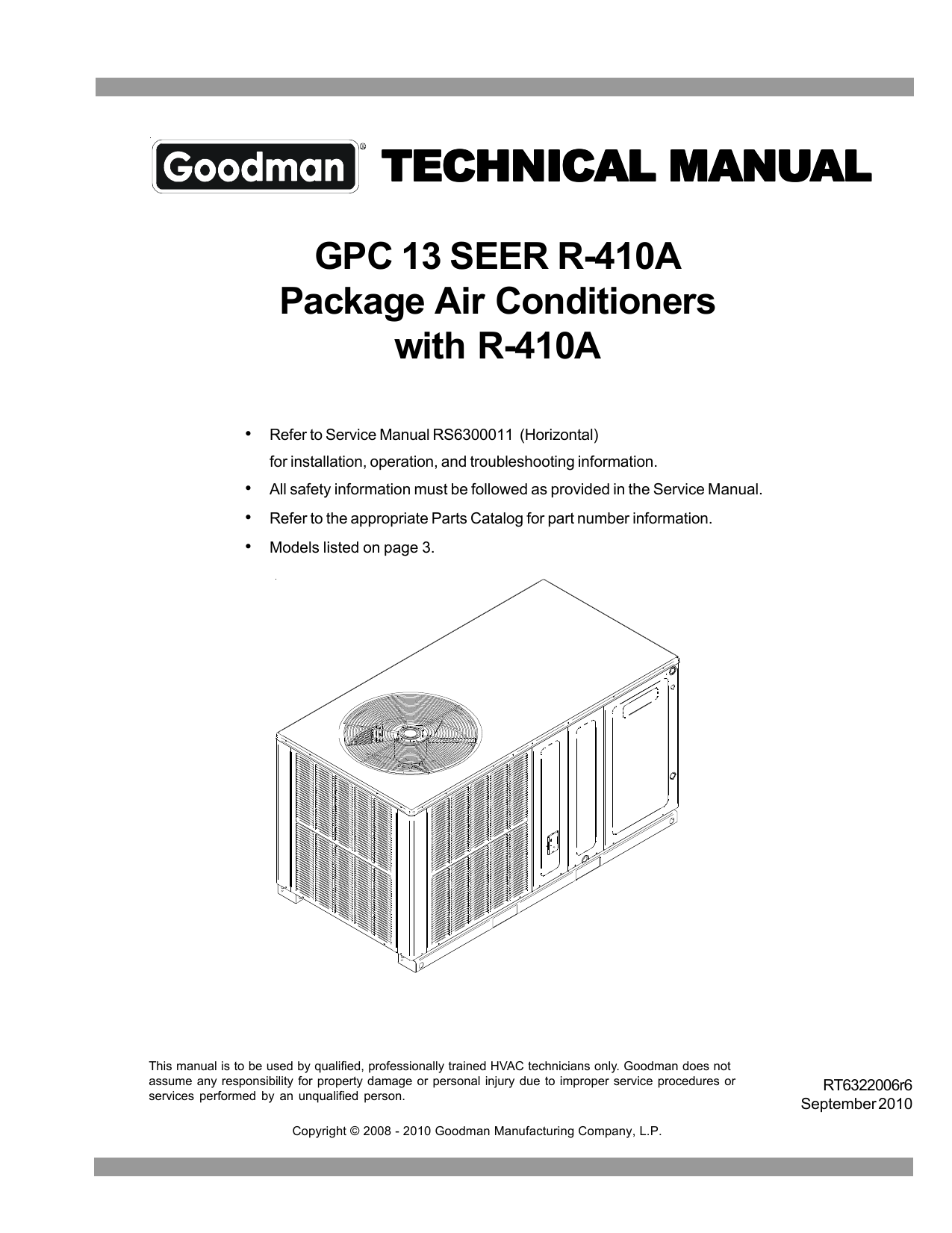 Goodmans GPC 13 SEER R-410A Air Conditioner User Manual | Manualzz