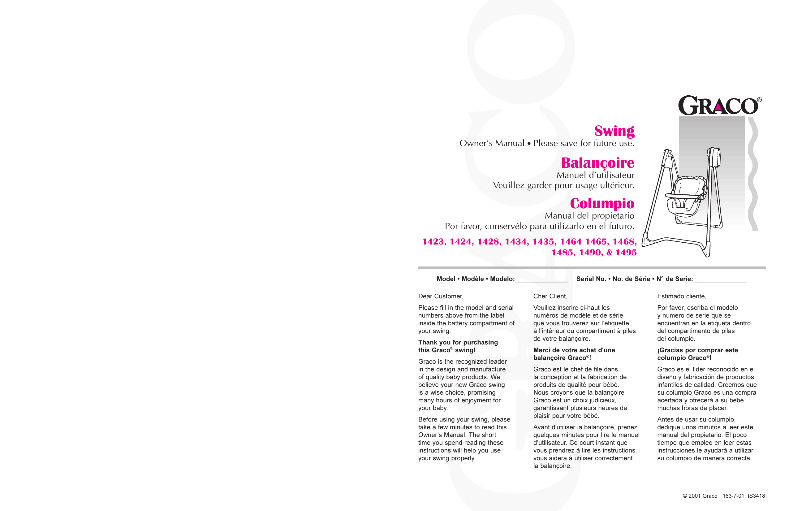 Graco 1465 Baby Swing User Manual Manualzz