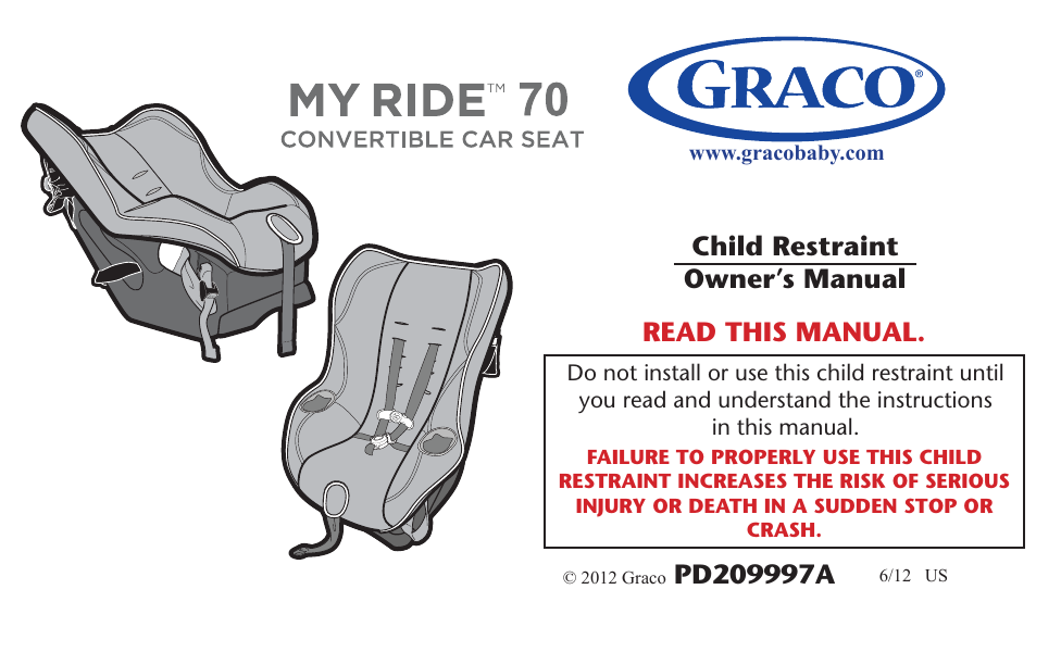 Graco Pd209997a User Manual Manualzz - Graco Mysize 65 Convertible Car Seat Manual