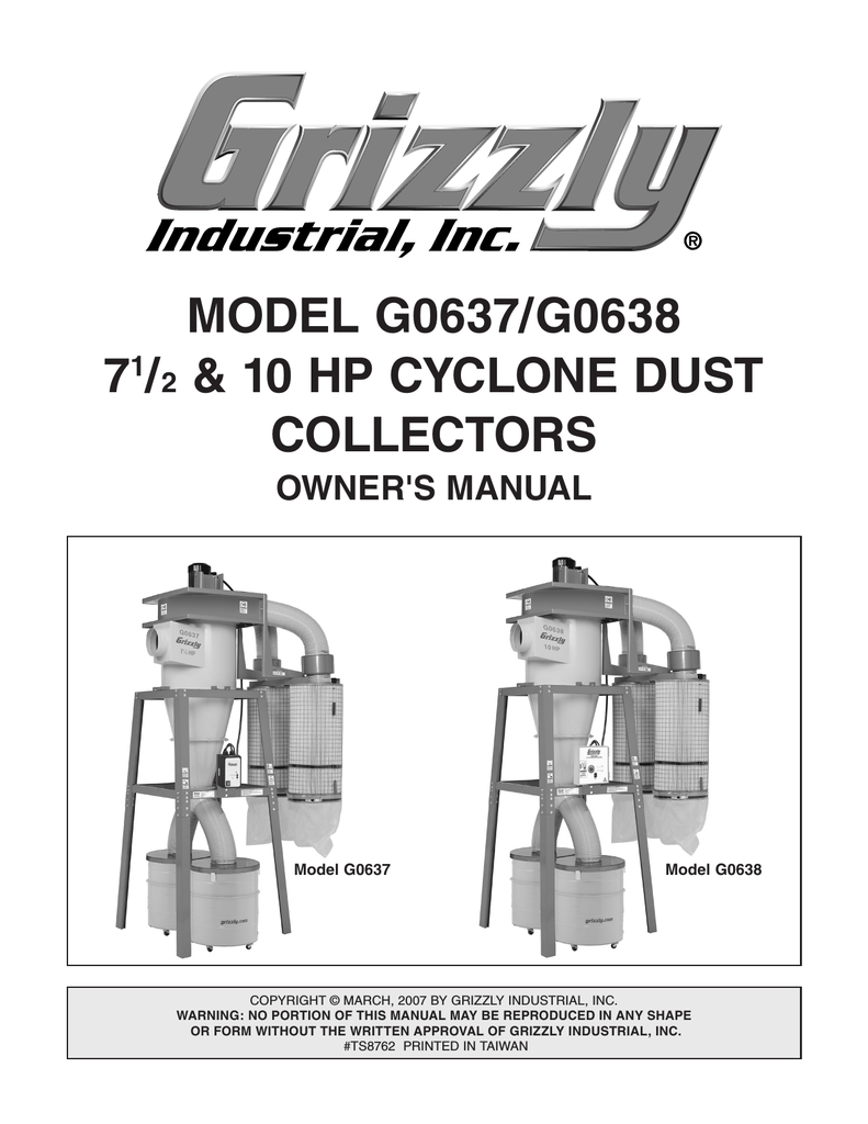 Grizzly G0638 Dust Collector User Manual Manualzz