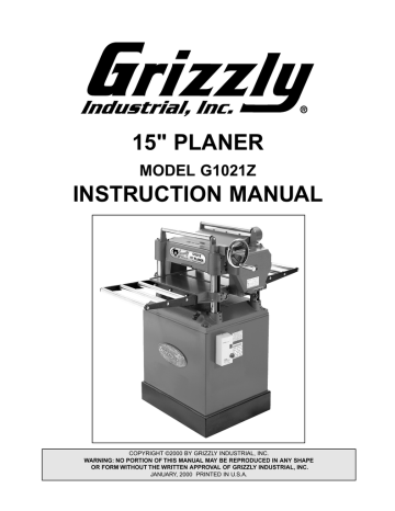 Grizzly G1021z User Manual Manualzz