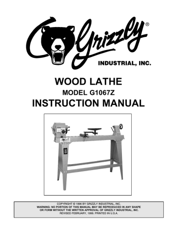 Grizzly G1067Z Lathe Instruction manual | Manualzz