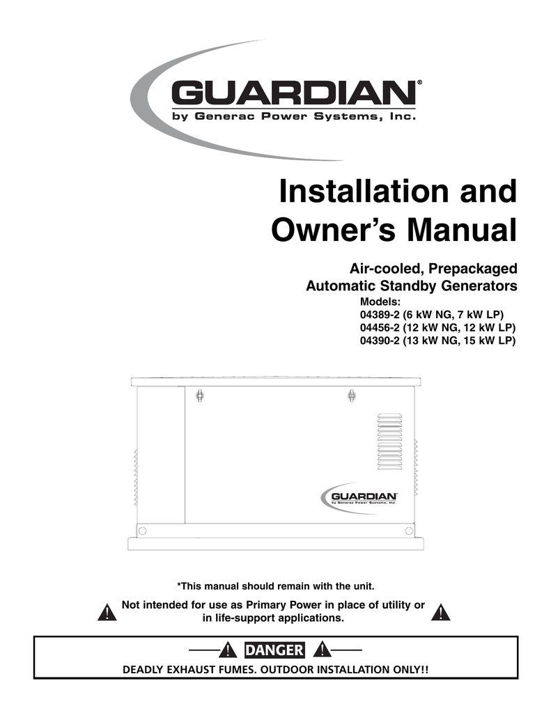 Guardian 13 15 Kw Generator User Manual