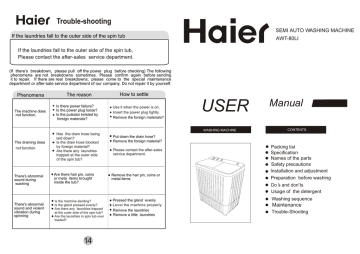 Haier 50FREE-3B Washer User Manual | Manualzz
