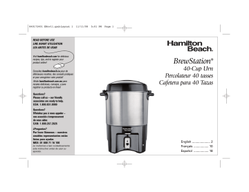 Hamilton Beach 40540 Coffeemaker User Manual | Manualzz
