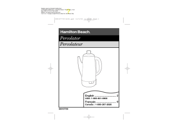 Hamilton Beach 840107700 Coffeemaker User Manual | Manualzz