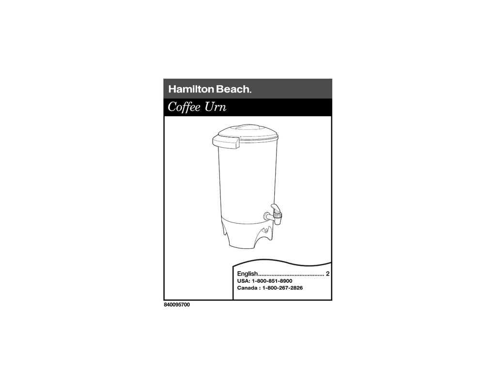 Hamilton Beach 42 Cup Coffee Urn Model 40516 