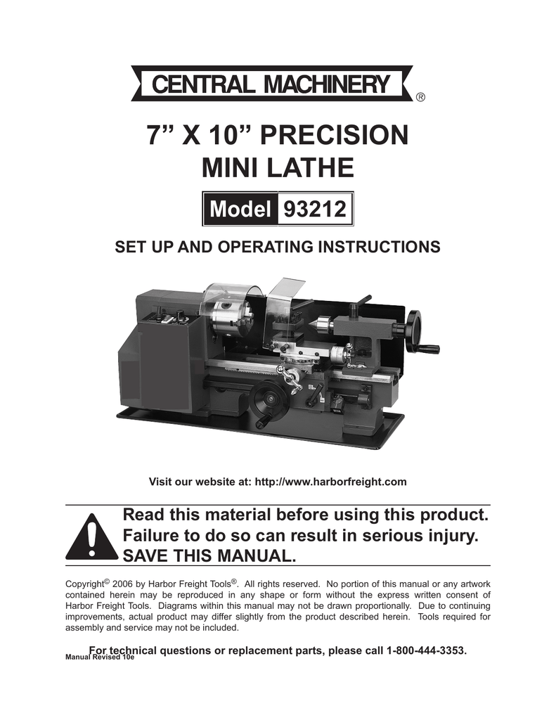 Central machinery t33274 lathe manual