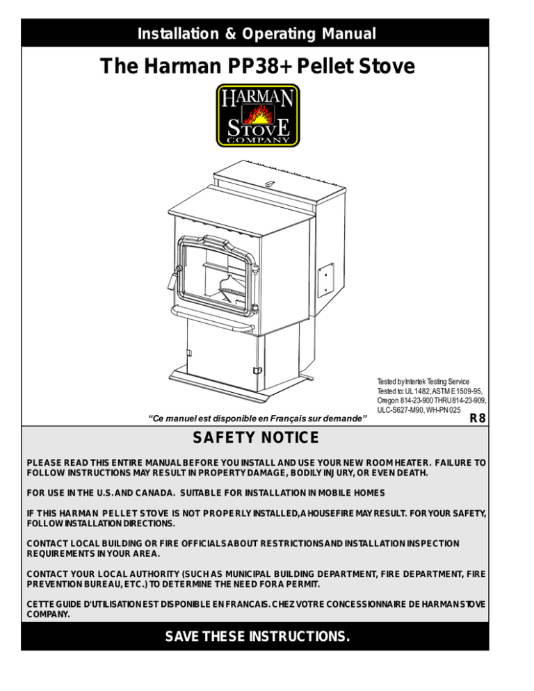 Harman Stove Company PP38+ Stove User Manual | Manualzz