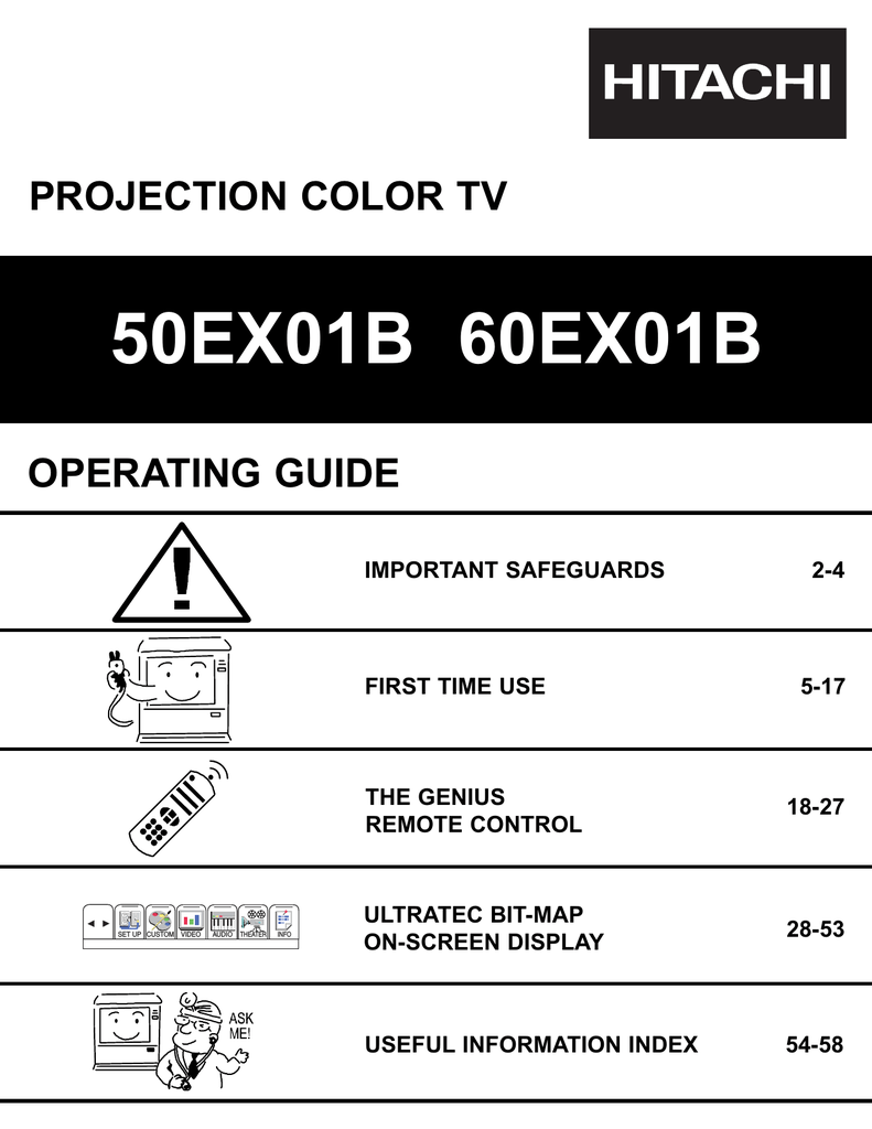 Hitachi 57g500a Projection Television User Manual Manualzz