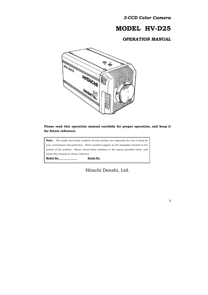 Hitachi HVD25 Camcorder User Manual Manualzz