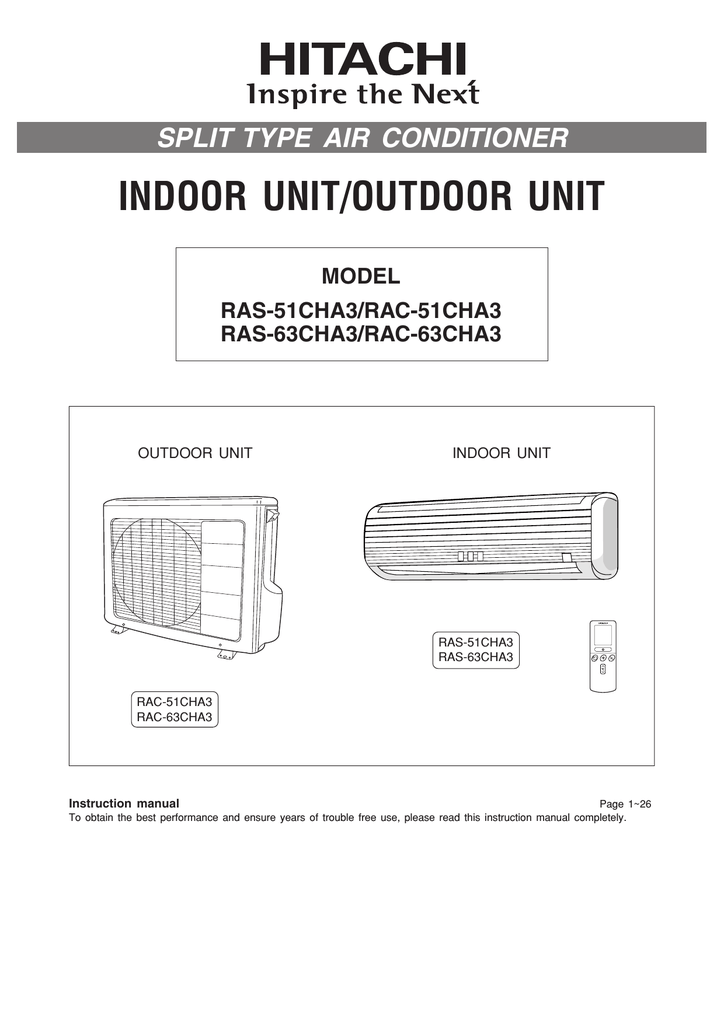 Hitachi Ras 51cha3 Air Conditioner User Manual Manualzz