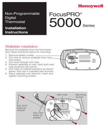 Honeywell FocusPRO 5000 Series, Pro 5000, TH5220D1003, TH5110D,TH5320U ...