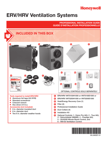 Honeywell VNT5150E1000 Ventilation Hood Installation guide | Manualzz