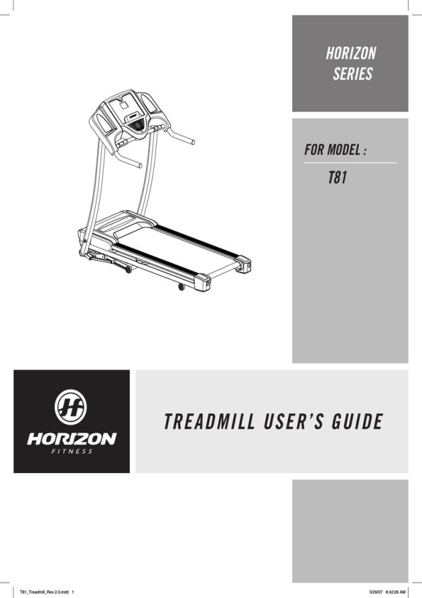 Horizon Fitness T81 Treadmill User 